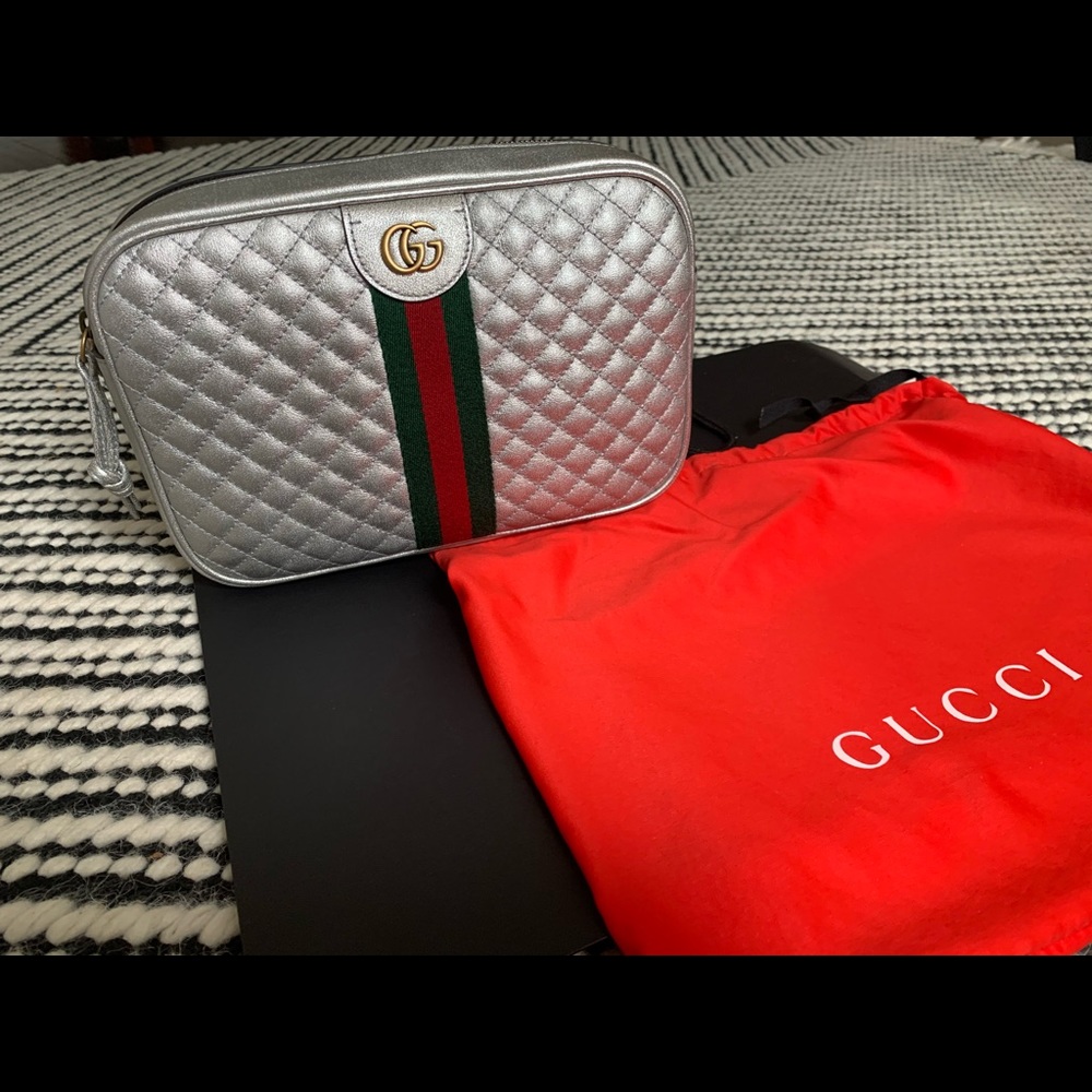 Gucci Quilted Metallic Leather Crossbody Handbag